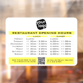 Chique Aangepaste Openingstijden Lunch Avond Resta Raamsticker (Vel 2)