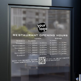 Chique Aangepaste Openingstijden Lunch Diner Resta Raamsticker