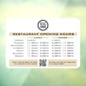 Chique aangepaste openingsuren lunch diner restaur raamsticker (Vel 3)