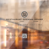 Chique aangepaste openingsuren lunch diner restaur raamsticker (Vel 2)