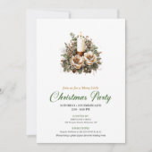 Chique aardetinten Kerstkaarsen Feest Uitnodiging (Voorkant)