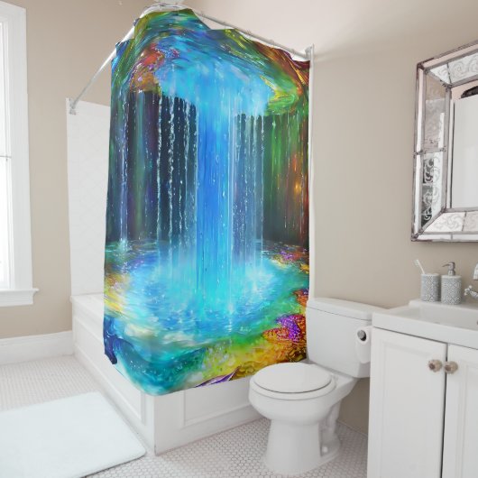Chique Abstact Blauw Waterval Douchegordijn (In situ)