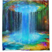 Chique Abstact Blauw Waterval Douchegordijn (Voorkant)