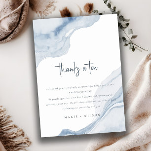 Chique Abstract Blauw Zee Kuststrand Bruiloft Bedankkaart