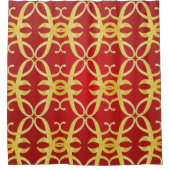 Chique abstract faux gouden patroon op rood douchegordijn (Voorkant)