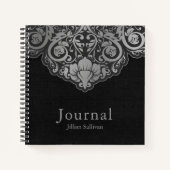 Chique Abstract grijs op zwarte swirls Notitieboek (Voorkant)