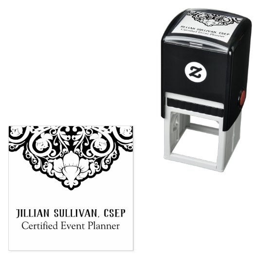 Chique Abstract grijs op zwarte swirls Zelfinktende Stempel (In situ)