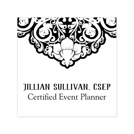 Chique Abstract grijs op zwarte swirls Zelfinktende Stempel (Design)