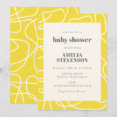Chique Abstract Modern Line Art Geel Baby shower Kaart (Voorkant / Achterkant)