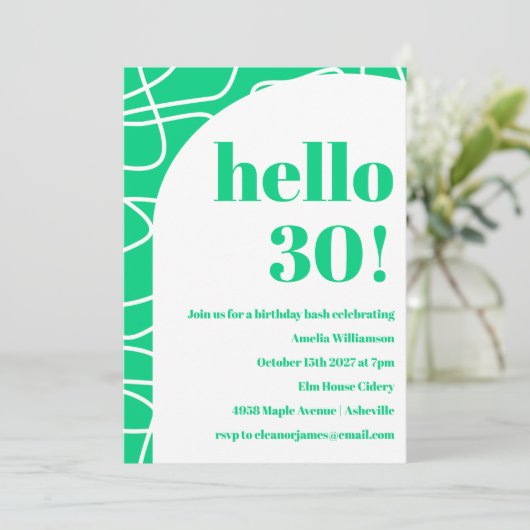 Chique Abstract Modern Line Art Groen Verjaardagsf Kaart (Staand voorkant)