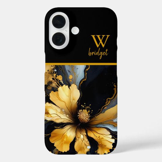 Chique abstract zwart goud bloemenmolen Case-Mate iPhone case (Achterkant)