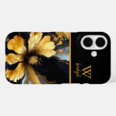Chique abstract zwart goud bloemenmolen Case-Mate iPhone case (Achterkant (horizontaal))