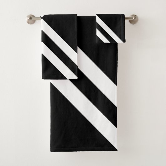 Chique abstract zwart-wit gestreept bad handdoek (Insitu)