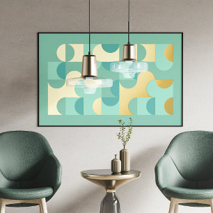 Chique Abstracte Cirkels Golfachtig Gouden Mozaïek Folie Afdrukken