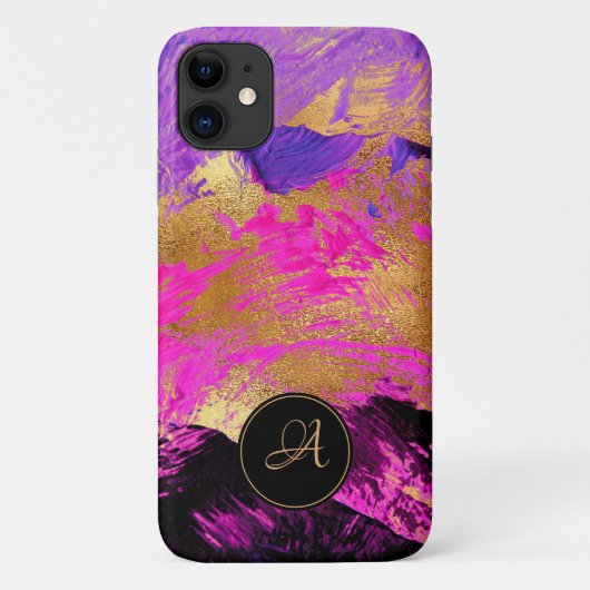 Chique abstracte moderne kunst paars roze goud gli Case-Mate iPhone case (Achterkant)