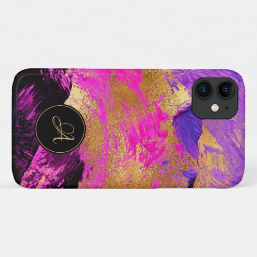 Chique abstracte moderne kunst paarse roze gouden  Case-Mate iPhone case (Achterkant (horizontaal))