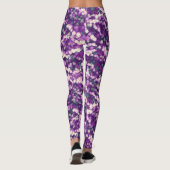 Chique Abstracte Paarse en roze witte bloemmotief Leggings (Achterkant)