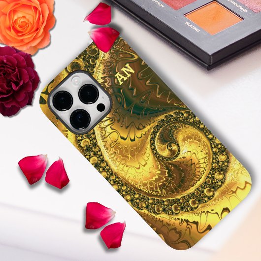 Chique Abstracte Vivid Fractal Golden Sprial initi Case-Mate iPhone Case