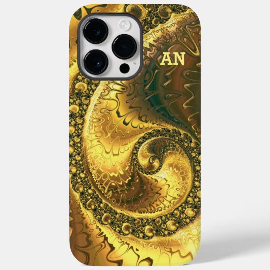 Chique Abstracte Vivid Fractal Golden Sprial initi Case-Mate iPhone Case (Achterkant)