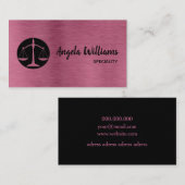 Chique advocaat metallic roos goud en zwart visitekaartje (Voorkant / Achterkant)