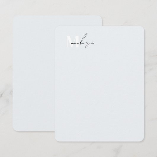 Chique afgeronde hoeken Monogram persoonlijk brief Notitiekaartje (Voorkant / Achterkant)