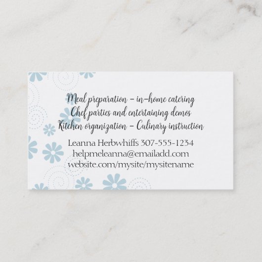 chique afrikaans amerikaanse vrouw chef kruiden ca visitekaartje (Achterkant)