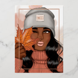 Chique Afro-Amerikaanse Herfst Folie Uitnodiging