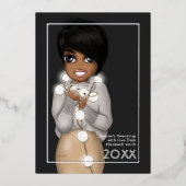 Chique Afro-Amerikaanse vrouw kerst Folie Feestdagenkaart (Voorkant)