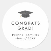 Chique Afstudeerder Pet Congrats Afstudeerder Afst Ronde Sticker (Voorkant)