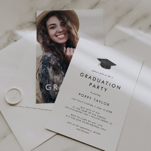 Chique Afstudeerder Pet Foto Graduation Party Kaart