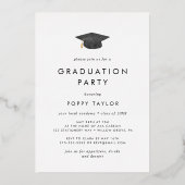 Chique Afstudeerder Pet Gouden Folie Foto Graduati Folie Uitnodiging (Achterkant)