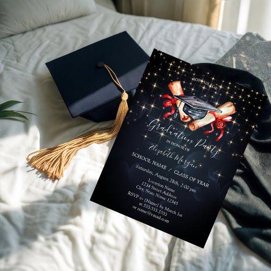 Chique afstudeerhoed diploma, sterren afstuderen kaart