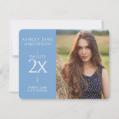 Chique Afstuderen Bord Blauw Foto Aankondiging (Voorkant)