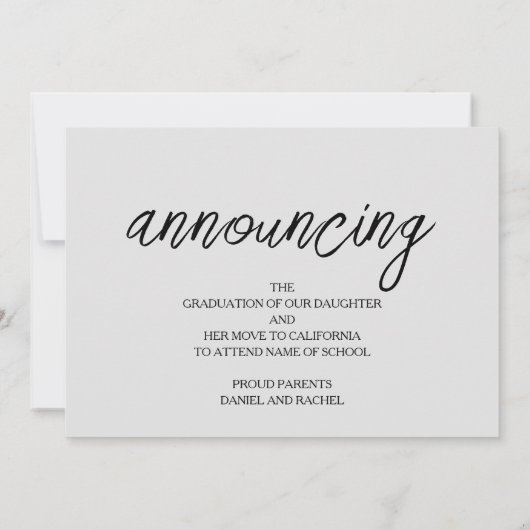 Chique Afstuderen foto bekendmaking Aankondiging (Achterkant)