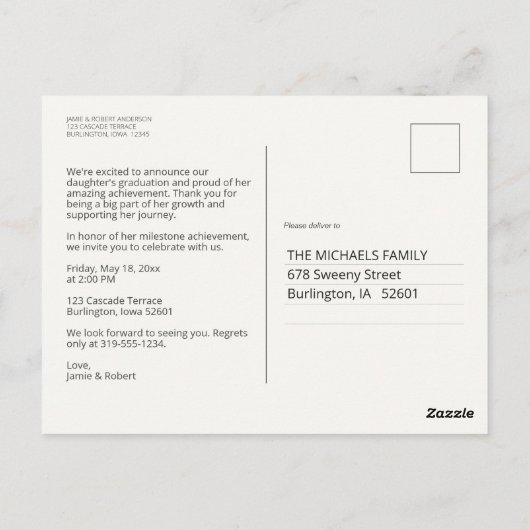 Chique Afstuderen foto bekendmaking Briefkaart (Achterkant)