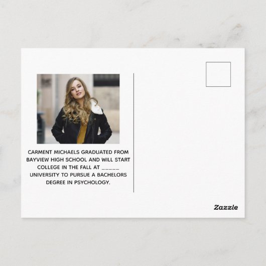 Chique Afstuderen foto wit script overlay 2024 Briefkaart (Achterkant)