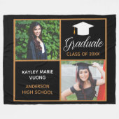 Chique Afstuderen Foto Zwart Goud Afstuderen Cadea Fleece Deken (Voorkant (Horizontaal))