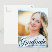 Chique Afstuderen Foto Zwart Script 2024 Afstudere Briefkaart (Voorkant / Achterkant)