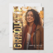 Chique Afstuderen Vet Goud Typografie Fotofeest Kaart (Voorkant)