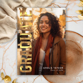 Chique Afstuderen Vet Goud Typografie Fotofeest Kaart