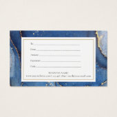 Chique agaat marmeren goud navyblauwe cadeaubon visitekaartje (Achterkant)