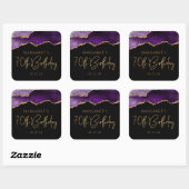 Chique Agate Geode Paarse Gouden 70e Verjaardagsfe Vierkante Sticker (Vel)