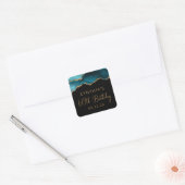 Chique Agate Geode Turkoois Goud 60e Verjaardagsfe Vierkante Sticker (Envelop)