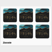 Chique Agate Geode Turquoise Goud 50ste Verjaardag Vierkante Sticker (Vel)