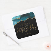 Chique Agate Geode Turquoise Goud 60e Verjaardagsf Vierkante Sticker (Envelop)