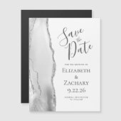 Chique Agate Grijs Zilver Magnetische Save the Dat (Voorkant / Achterkant)