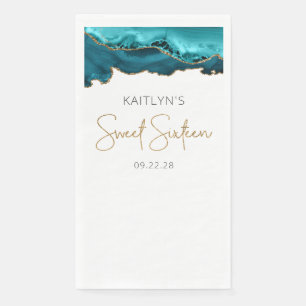 Chique Agate Turkoois Blauw Goud Sweet Sixteen Servet