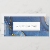 Chique agaten marmeren blauw gouden cadeaubon kaar (Voorkant)