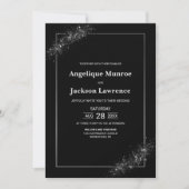 Chique alles in één zwart glitter bruiloft kaart (Voorkant)