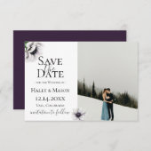 Chique Anemone Bloemen Foto Save The Date Aankondiging (Voorkant / Achterkant)